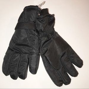 Ski Gloves Black Adjustable Velcro Strap